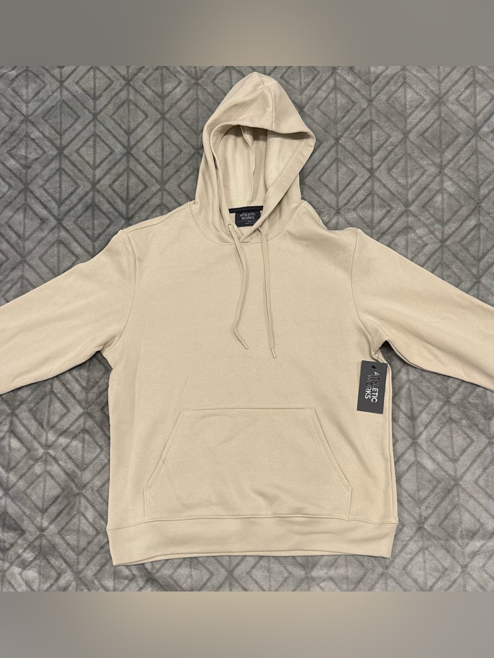 Men’s Athletic Works Fleece Pullover Hoodie Size L Cream/Tavertine NWT